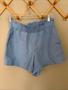 a new day Light Blue Paperbag Waist Linen-Blend pull on Shorts